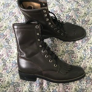 Women’s Justin Keltie Brown Leather Lace Up Boots